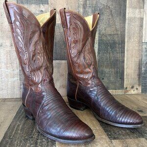 Tony Lama Vintage Gold Label Teju Lizard Western Cowboy Boots Mens 11.5 D